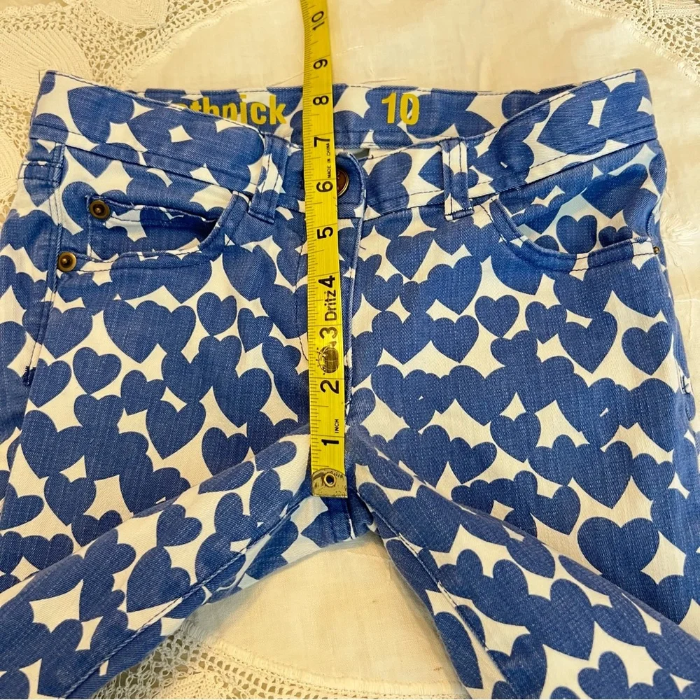 Kids Crewcuts Toothpick Skinny Jeans Heart Print Size 10 Blue White Valentine’s